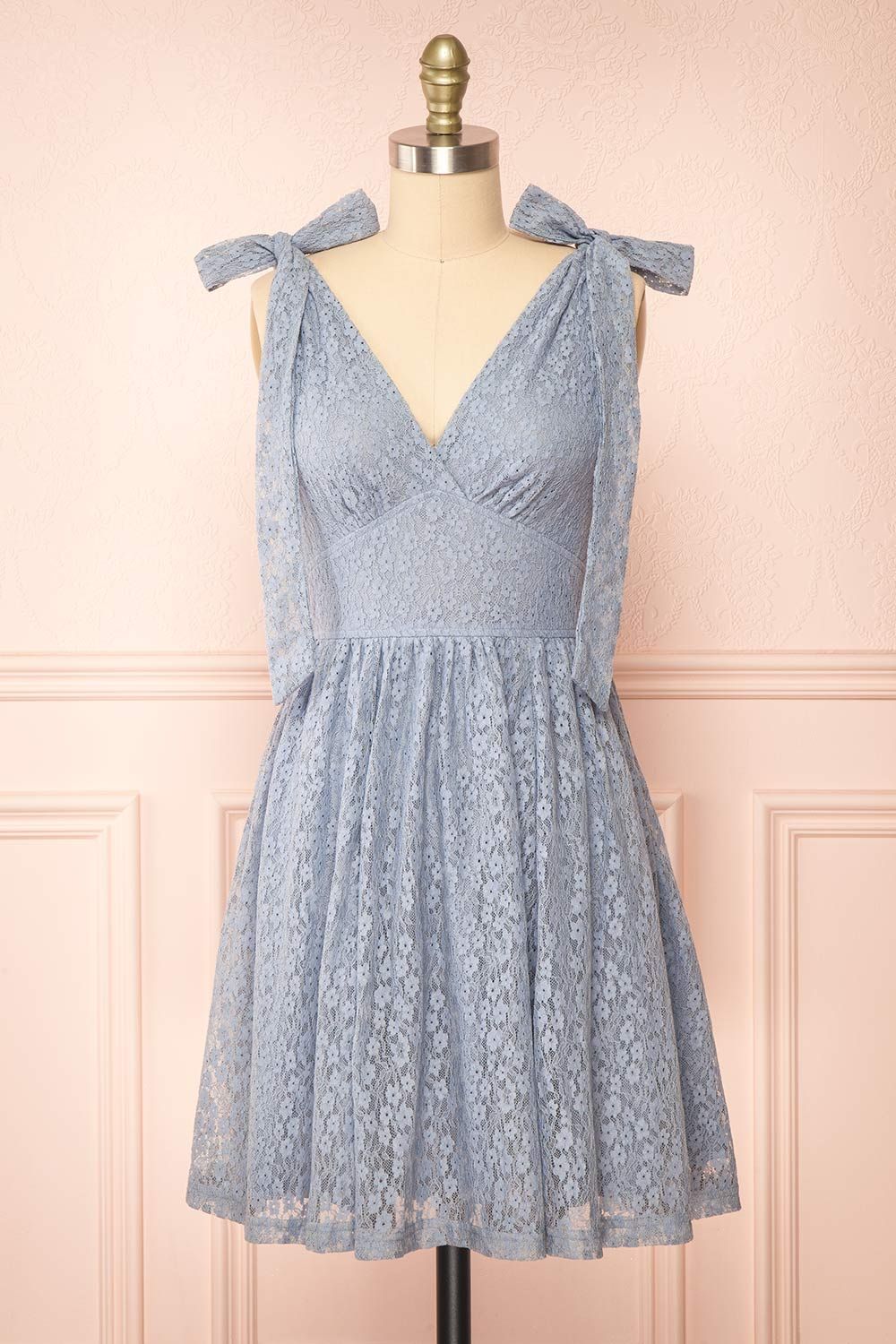 Pippa | Short Light Blue Lace Dress sold by Boutique 1861