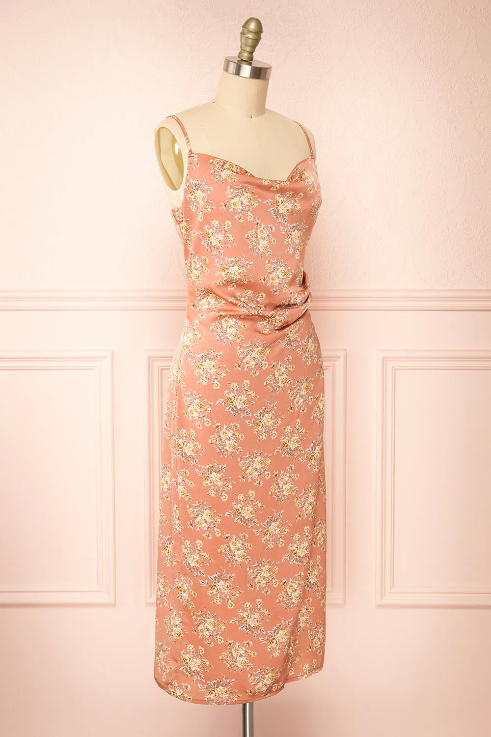 Calliope Pink | Cowl Neck Floral Midi Dress sold by Boutique 1861 product image thumbnail 4