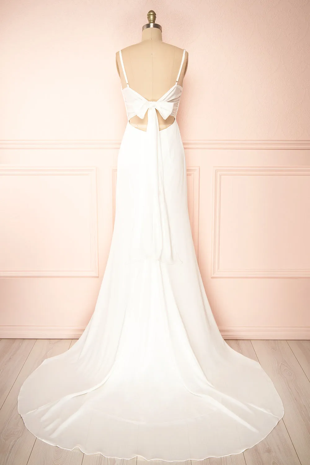 Elarielle | Tie-Back White Cowl Neck Wedding Gown sold by Boutique 1861