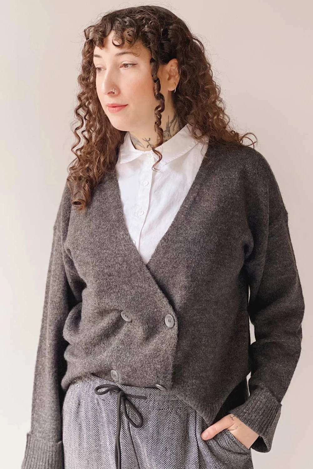 Perceval Grey | Double-Breasted Knit Cardigan sold by Boutique 1861 product image thumbnail 2