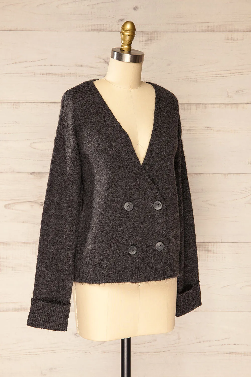 Perceval Grey | Double-Breasted Knit Cardigan sold by Boutique 1861 product image thumbnail 4