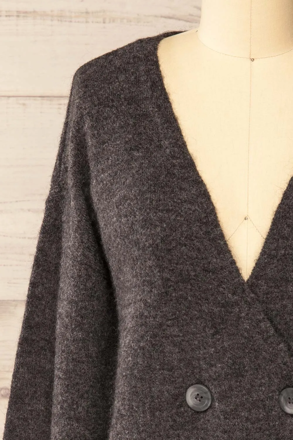 Perceval Grey | Double-Breasted Knit Cardigan sold by Boutique 1861 product image thumbnail 3