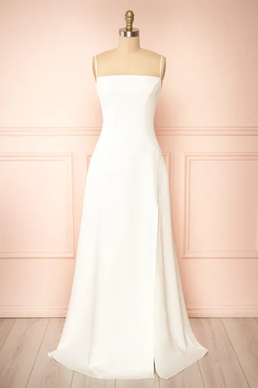 Izabella Ivory | A-line Maxi Dress with Open Back sold by Boutique 1861