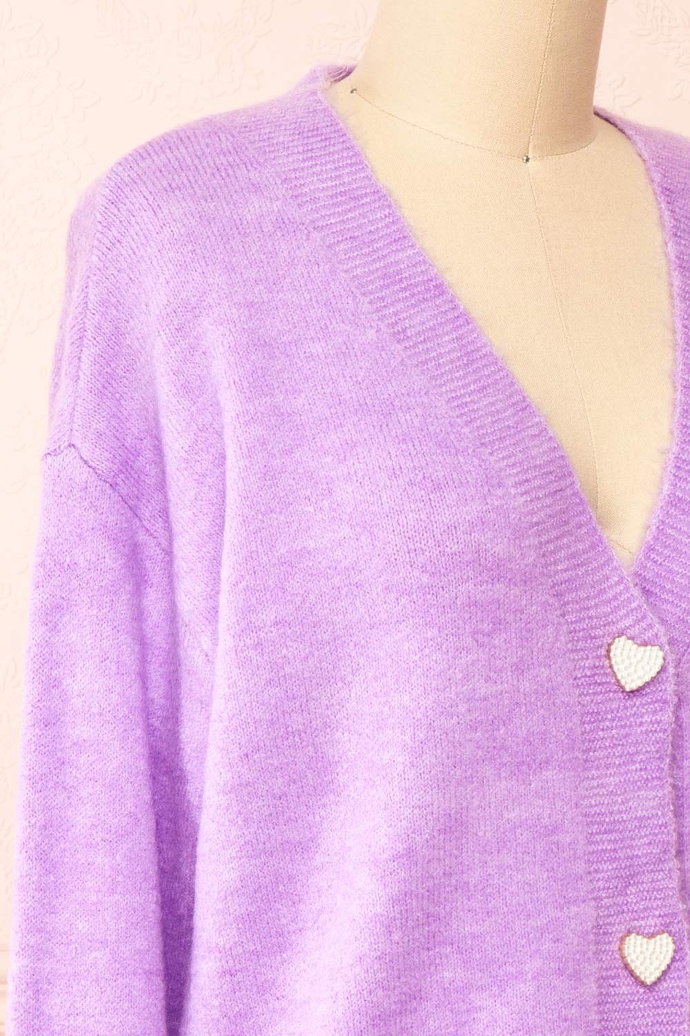 Elarisse Lilac | Knit Cardigan w/ Heart Buttons sold by Boutique 1861 product image thumbnail 5