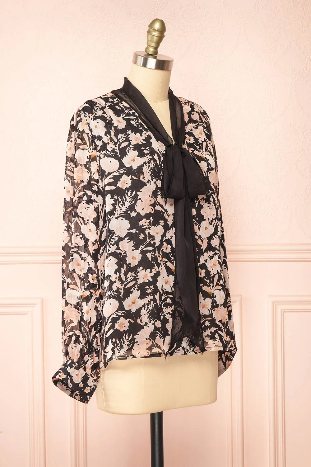 Lydia Black | Floral Chiffon Blouse w/ Bow Collar sold by Boutique 1861 product image thumbnail 3
