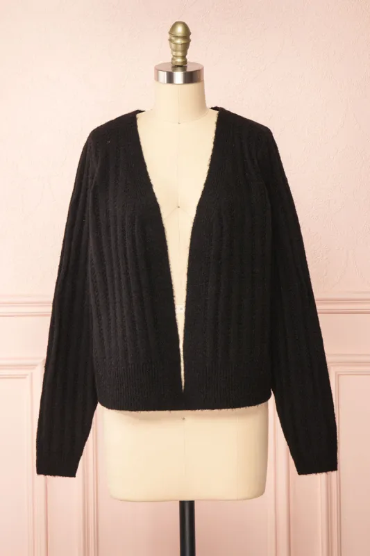 Bezie Black | Knit Open-Front Cardigan sold by Boutique 1861