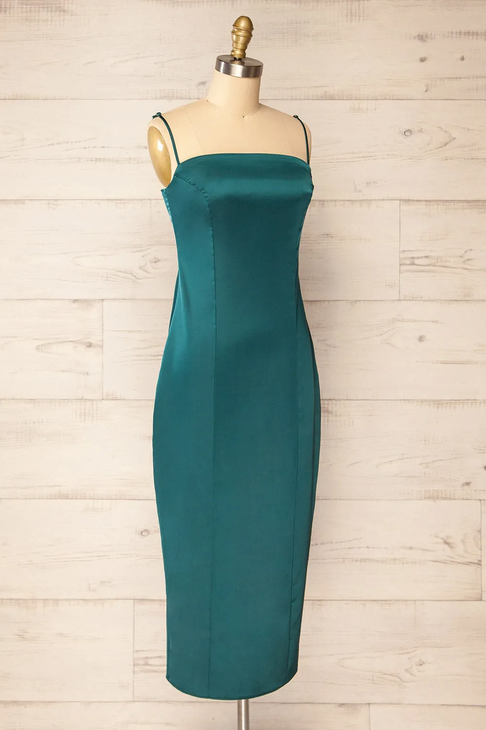 Korina Green | Fitted Satin Midi Dress sold by Boutique 1861 product image thumbnail 3