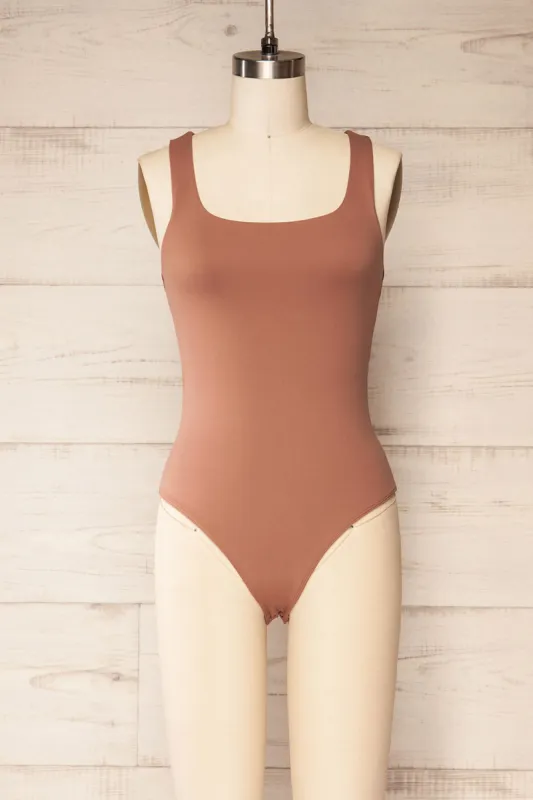 Clevedon Brown | Bodysuit w/ Square Neckline sold by Boutique 1861