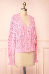 Carine | Pink Knit Cardigan sold by Boutique 1861