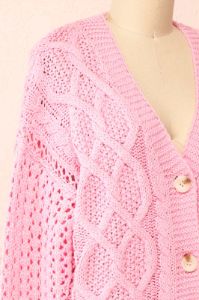 Carine | Pink Knit Cardigan sold by Boutique 1861