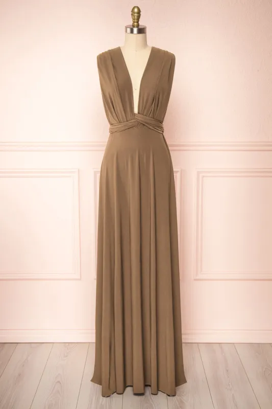 Violaine Taupe | Convertible Maxi Dress sold by Boutique 1861