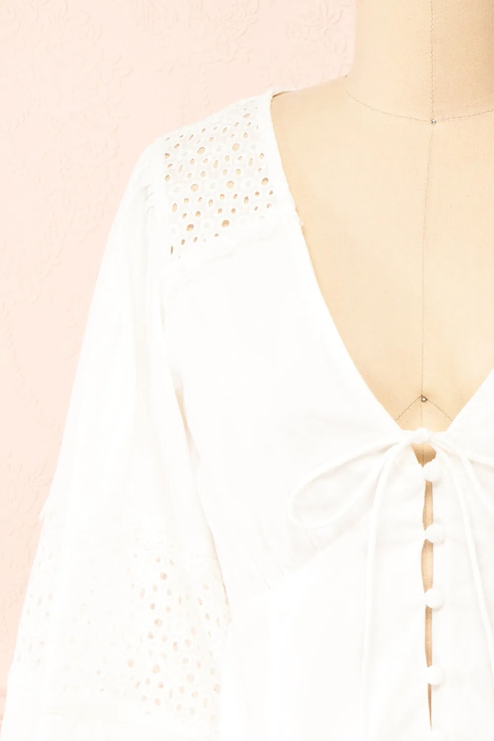 Vasilisa | White Button-Up Top w/ Openwork sold by Boutique 1861 product image thumbnail 3