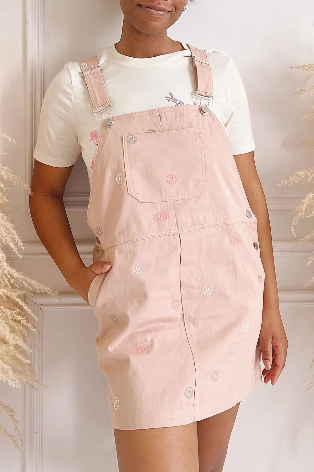 Shanicka | Pink Short Overall Dress w/ Embroidery sold by Boutique 1861 product image thumbnail 2