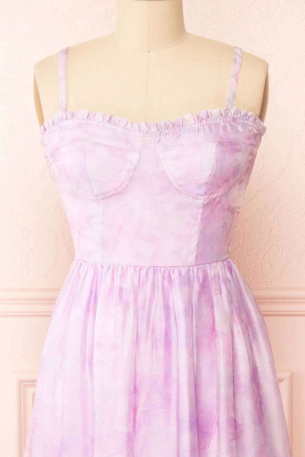 Celestine | Lilac Watercolor Print Bustier Midi Dress sold by Boutique 1861 product image thumbnail 2