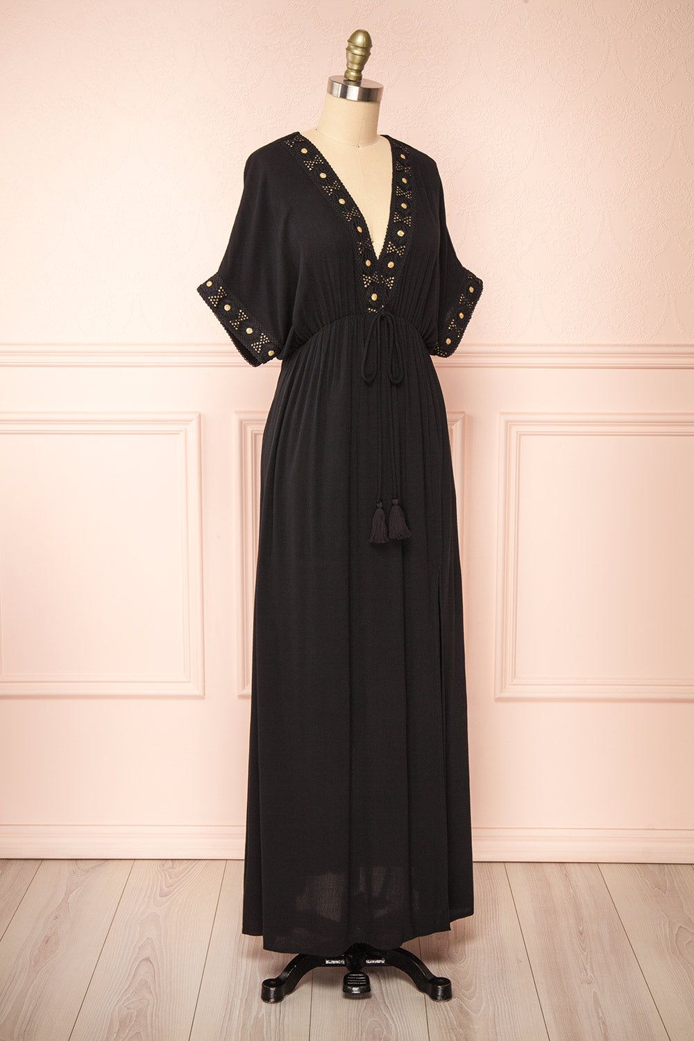 Avalon Black | Short Sleeve Maxi Dress w/ Embroidery sold by Boutique 1861 product image thumbnail 3