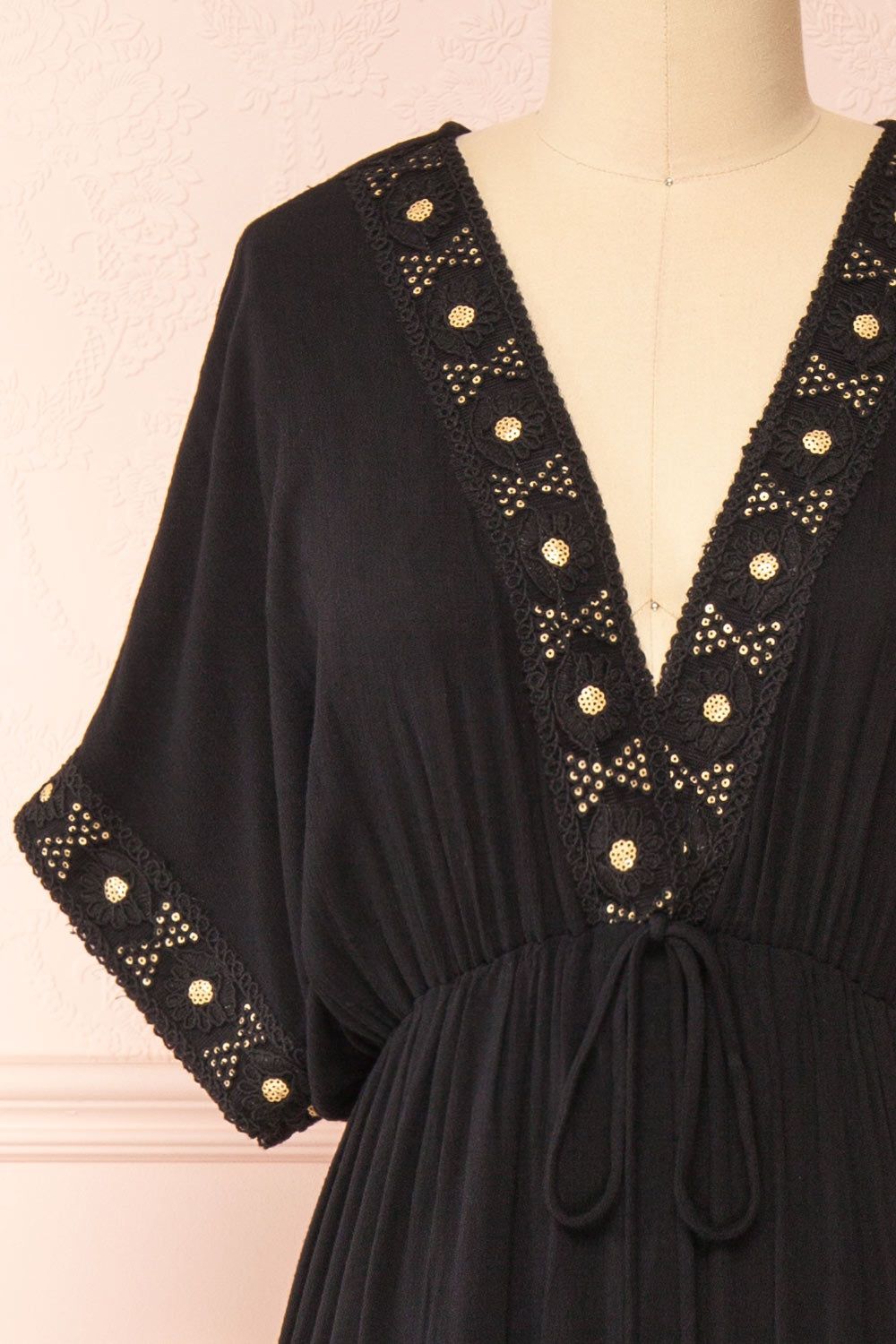Avalon Black | Short Sleeve Maxi Dress w/ Embroidery sold by Boutique 1861 product image thumbnail 2