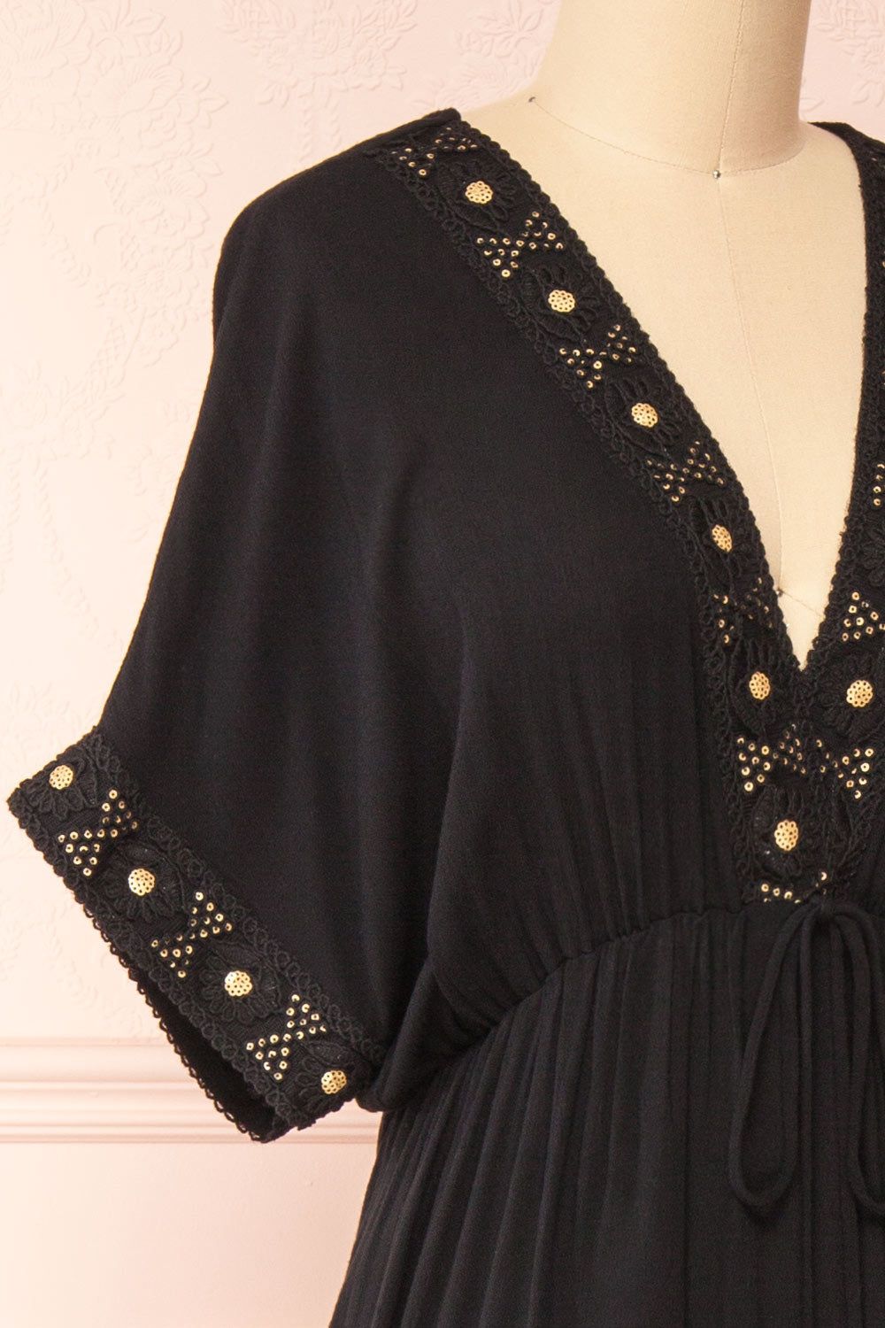 Avalon Black | Short Sleeve Maxi Dress w/ Embroidery sold by Boutique 1861 product image thumbnail 4