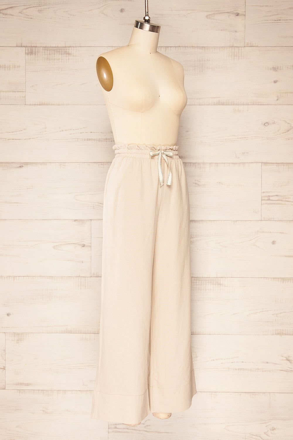 Buseto Beige | Faux-Linen Wide-Leg Pants sold by Boutique 1861 product image thumbnail 3