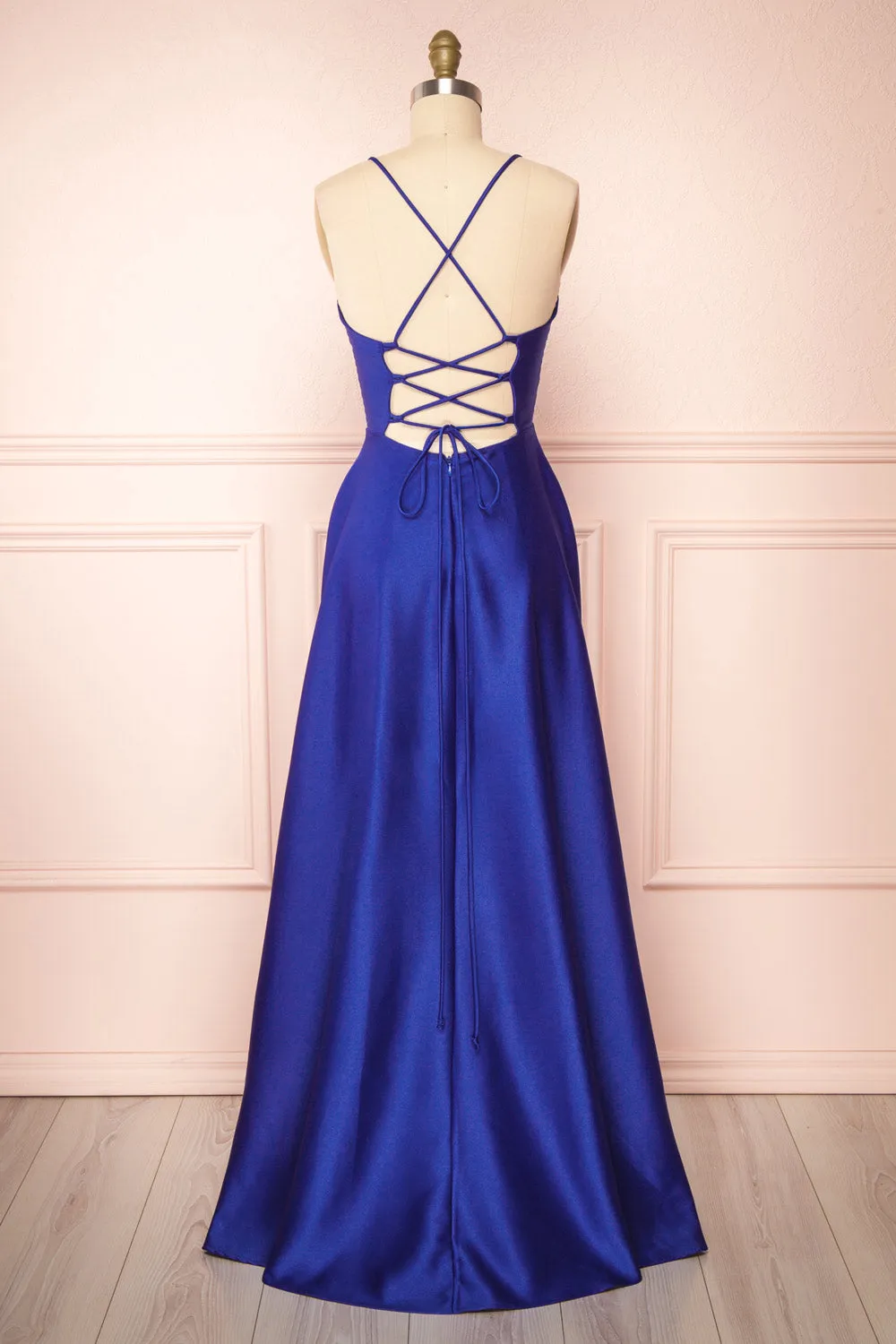 Julia Blue | Satin Maxi Dress with High Slit sold by Boutique 1861 product image thumbnail 5