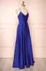 Julia Blue | Satin Maxi Dress with High Slit sold by Boutique 1861