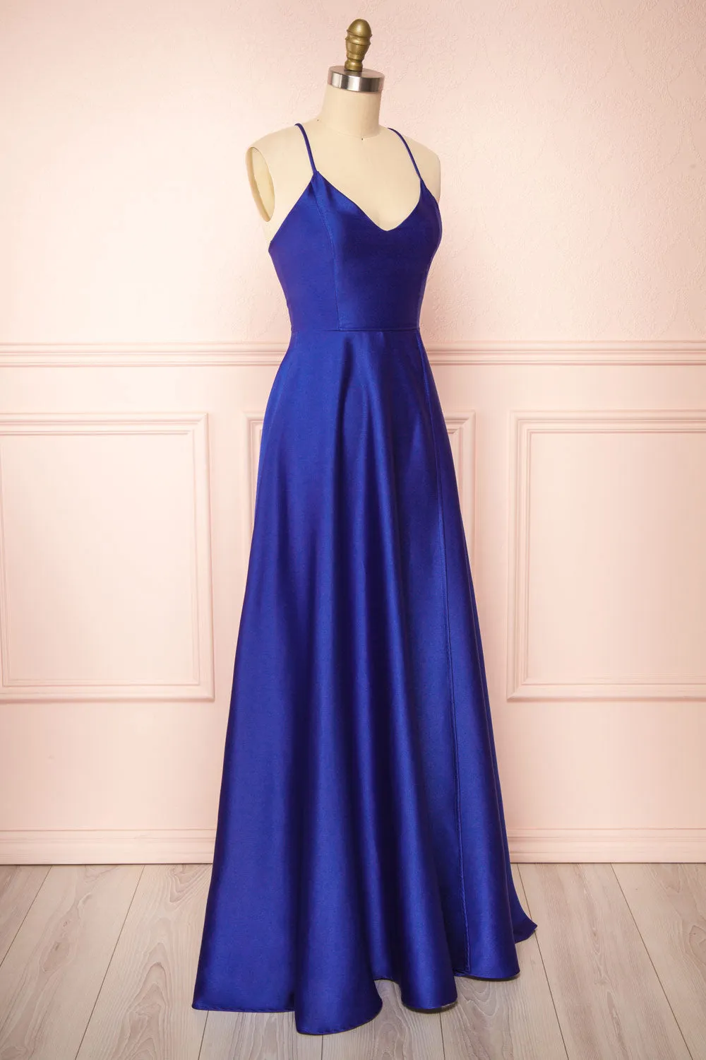 Julia Blue | Satin Maxi Dress with High Slit sold by Boutique 1861 product image thumbnail 3