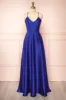 Julia Blue | Satin Maxi Dress with High Slit sold by Boutique 1861