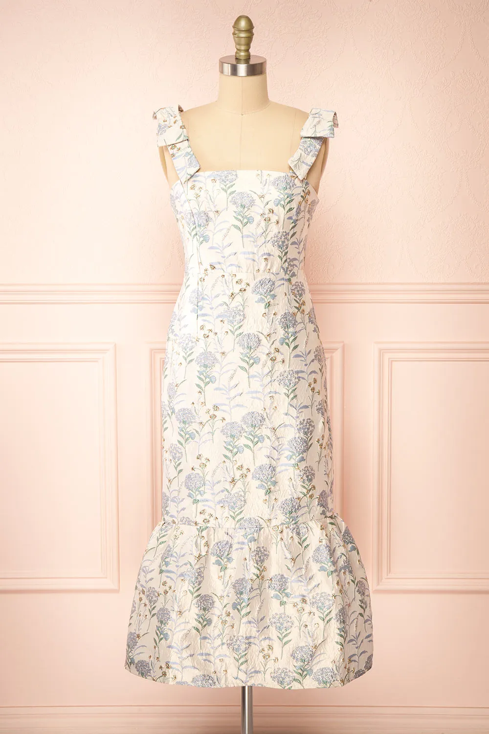 Zylara | Floral Jacquard Midi Dress sold by Boutique 1861