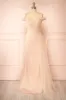 Orphee | Pink Pleated Gown w/ Pearls & Cape sold by Boutique 1861