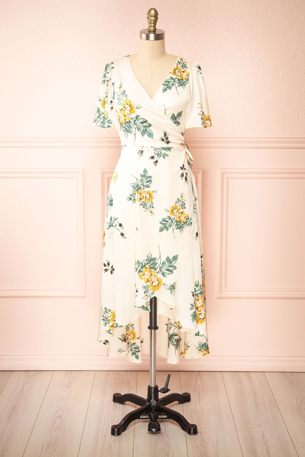 Desirae | Silky Floral Wrap Midi Dress sold by Boutique 1861