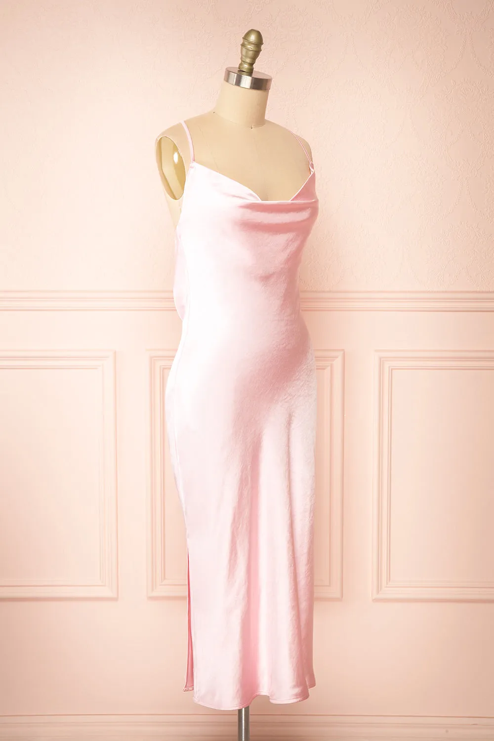 Jessie Pink | Cowl Neck Satin Slip Dress w/ Open Back sold by Boutique 1861 product image thumbnail 4