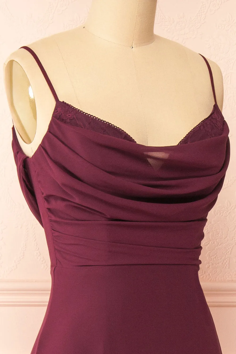 Kieran Burgundy | A-Line Maxi Dress with Lace sold by Boutique 1861 product image thumbnail 5