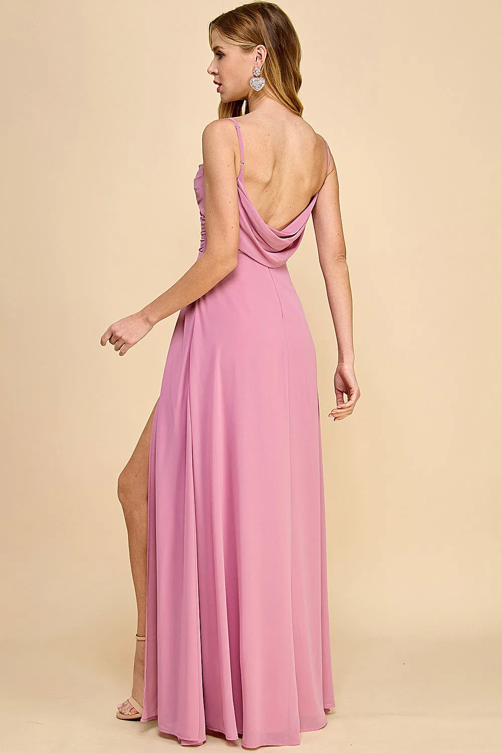 Kieran Burgundy | A-Line Maxi Dress with Lace sold by Boutique 1861 product image thumbnail 2