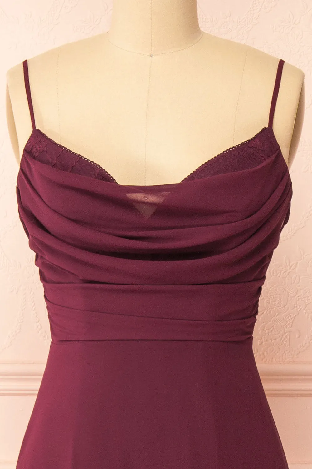Kieran Burgundy | A-Line Maxi Dress with Lace sold by Boutique 1861 product image thumbnail 3