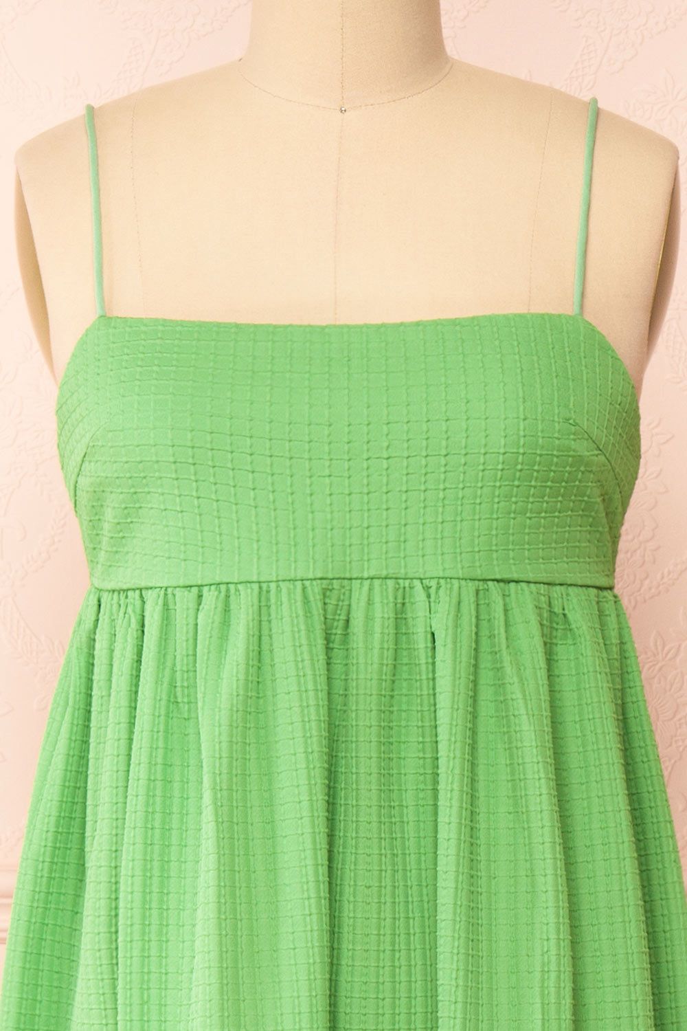 Gilli | Green Waffle Weave Babydoll Midi Dress sold by Boutique 1861 product image thumbnail 3