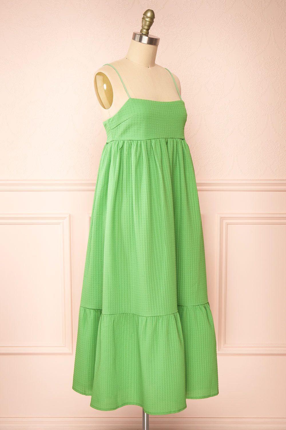 Gilli | Green Waffle Weave Babydoll Midi Dress sold by Boutique 1861 product image thumbnail 4