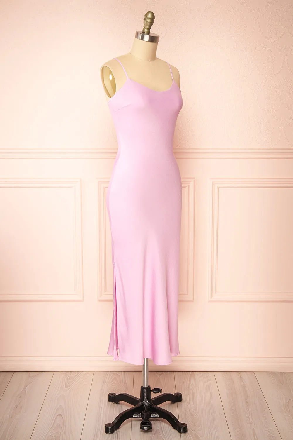 Rebby Pink | Silky Fitted Midi Dress sold by Boutique 1861 product image thumbnail 4