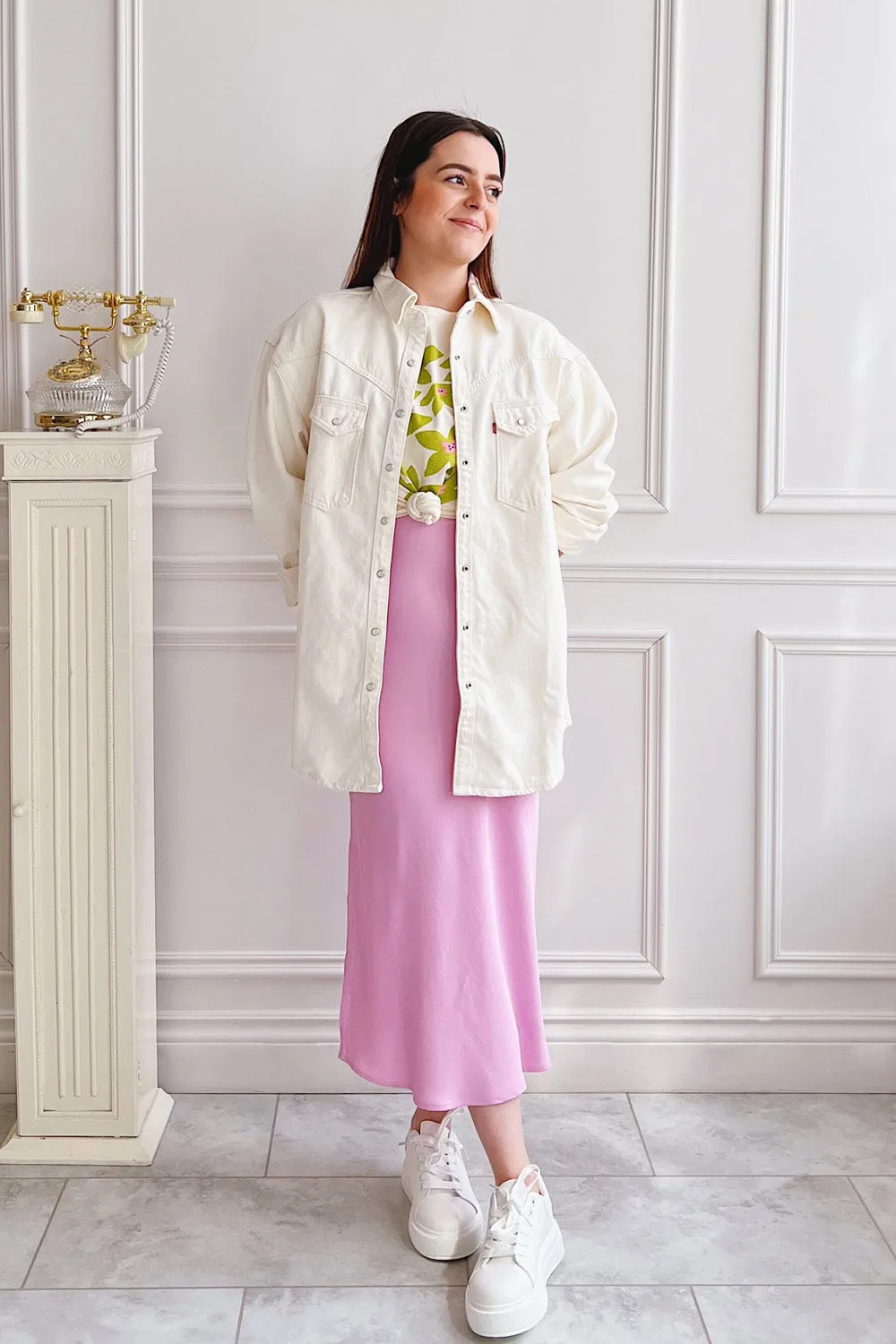 Rebby Pink | Silky Fitted Midi Dress sold by Boutique 1861 product image thumbnail 2