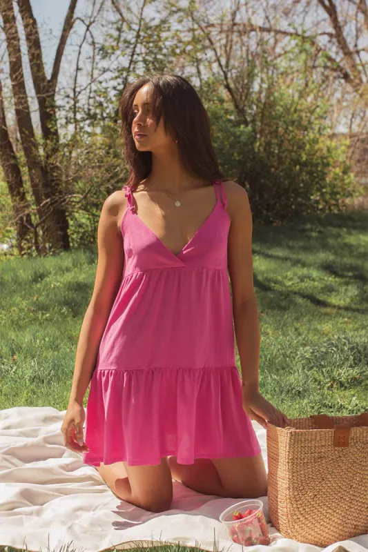 Caemille Fuchsia | Short Dress with Bow Straps Dailystory sold by Boutique 1861