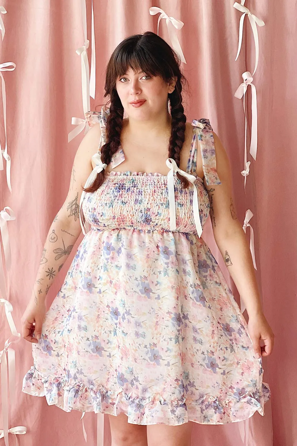 Latifa | Short Floral Dress w/ Bow Straps sold by Boutique 1861 product image thumbnail 2
