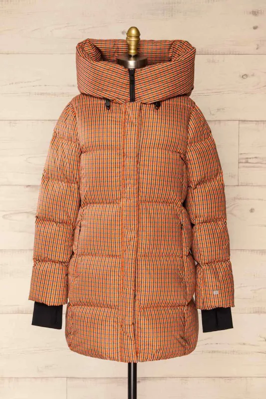 Sylvie | Mid-Length Houndstooth Puffer Coat sold by Boutique 1861