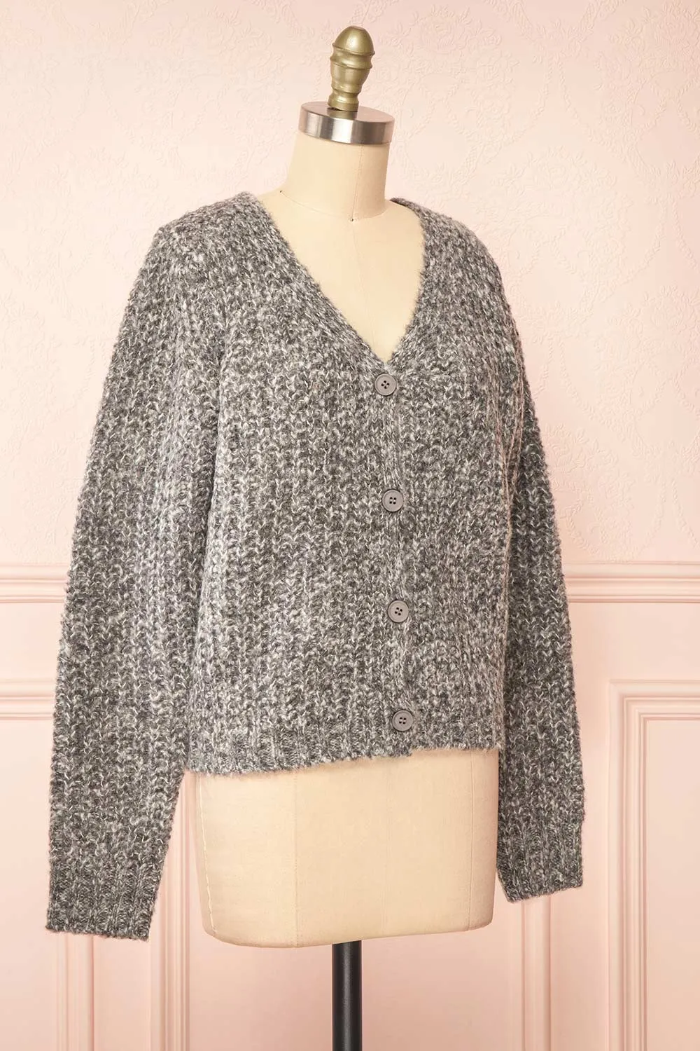 Thessi Grey | Button-Up Thick Knit Cardigan sold by Boutique 1861 product image thumbnail 3