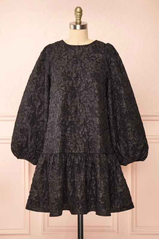 Valoria Black | Short Black Dress w/ Puff Sleeves sold by Boutique 1861