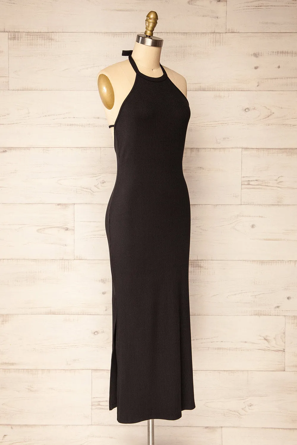 Anikara | Black Ribbed Midi Halter Dress sold by Boutique 1861 product image thumbnail 5