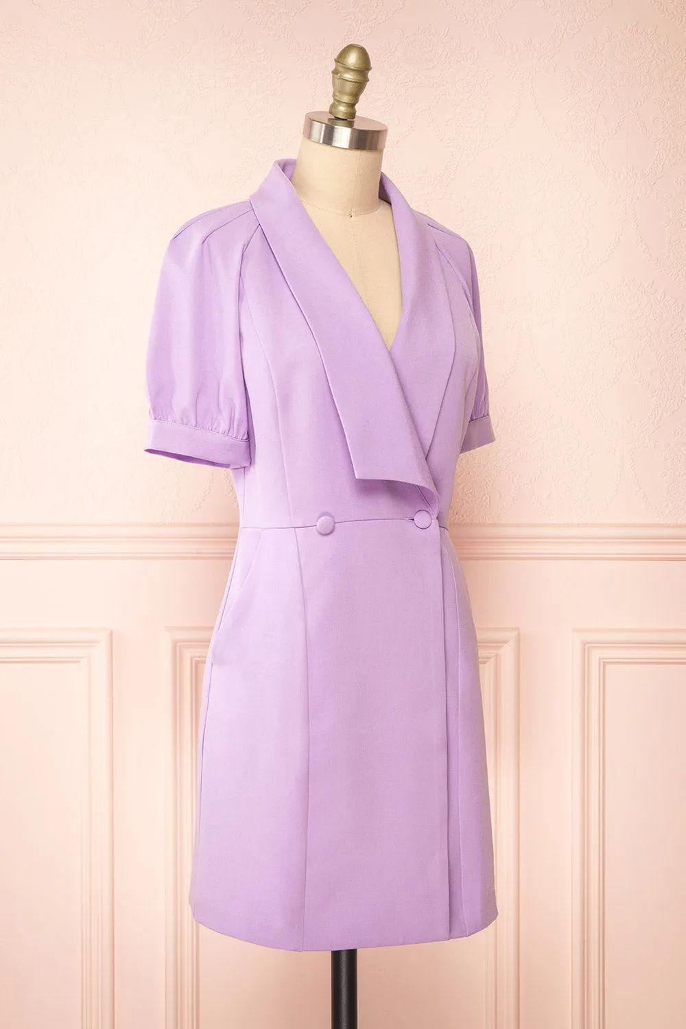Lidie | Short Lilac Tailored Dress sold by Boutique 1861 product image thumbnail 3