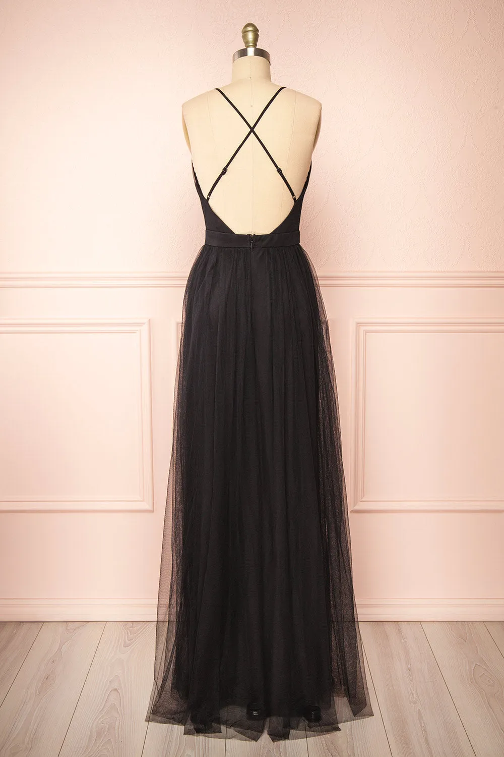 Ilaria Black | Tulle Gown with Plunging Neckline sold by Boutique 1861 product image thumbnail 3