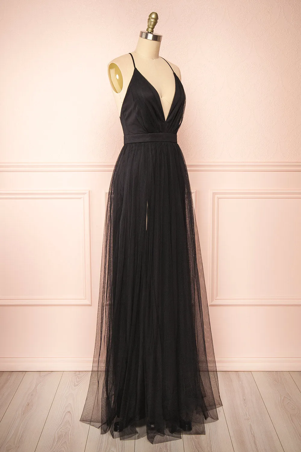 Ilaria Black | Tulle Gown with Plunging Neckline sold by Boutique 1861 product image thumbnail 5