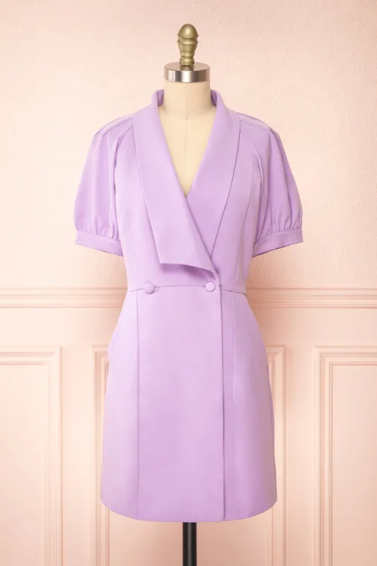Lidie | Short Lilac Tailored Dress sold by Boutique 1861
