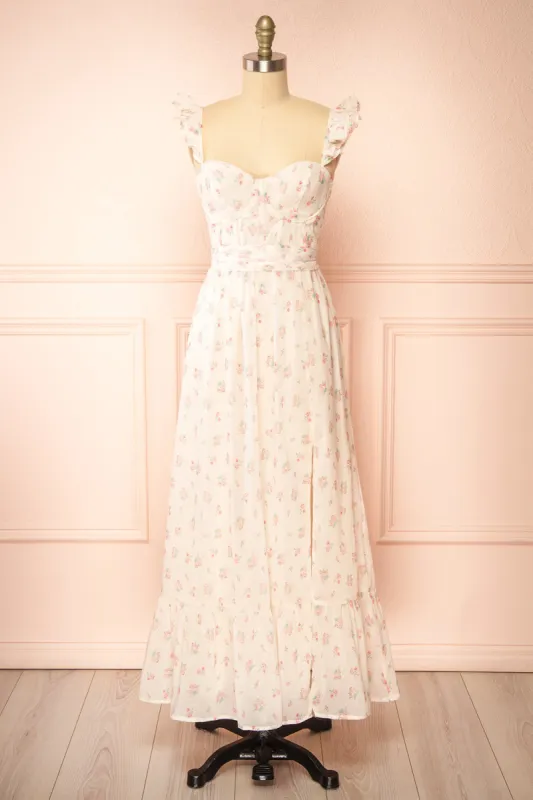 Mallory | Long Floral Dress with Boning sold by Boutique 1861