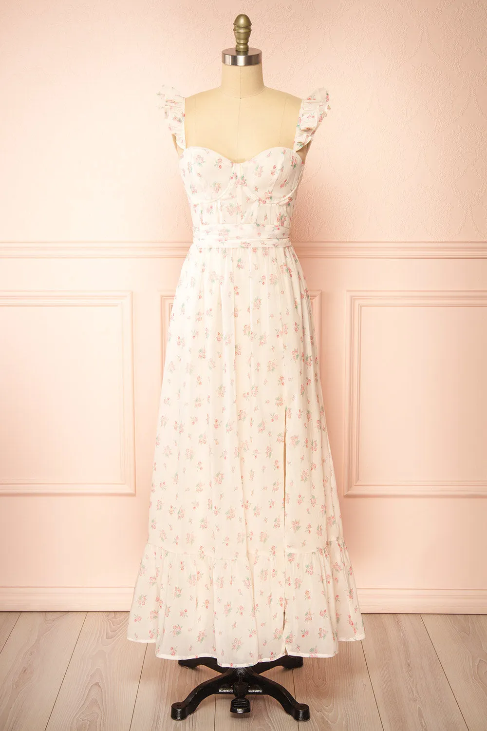 Mallory | Long Floral Dress with Boning sold by Boutique 1861