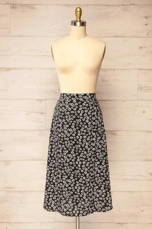 Calliandra | A-Lined Midi Floral Skirt sold by Boutique 1861